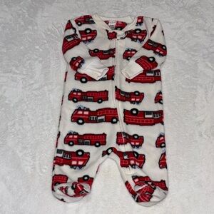 (2 for $10) carters fleece zipper fire Truck Kids One Piece footie/ sleeper